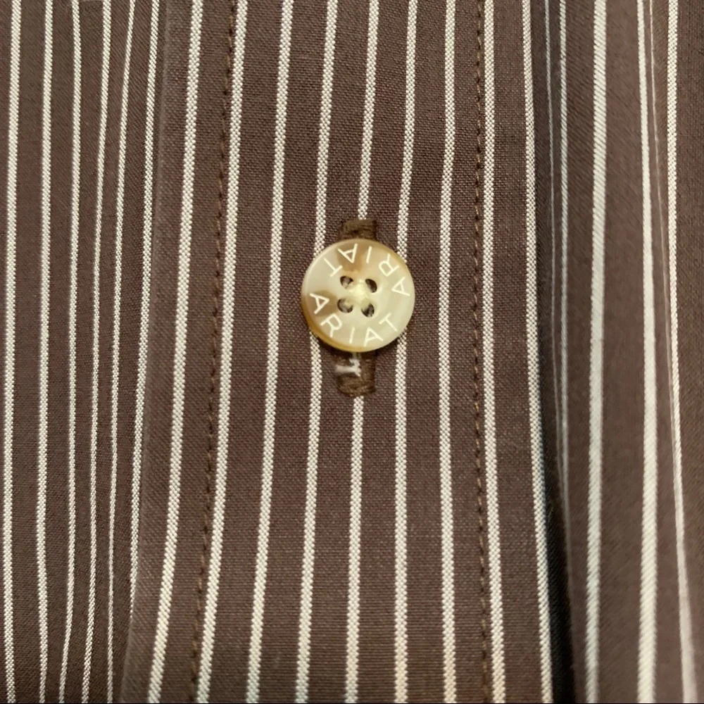 Ariat Pro Series Brown Striped Shirt Large - Picture 2 of 9